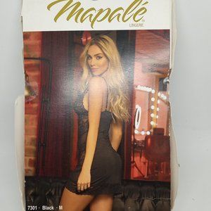 Napale Babydoll Lingerie Dress w/ G-String - Black - MEDIUM - NWT